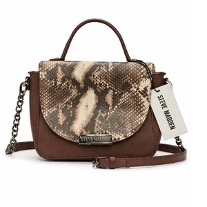 Steve Madden Brown and Cream Snake Print monochrome Crossbody Bag